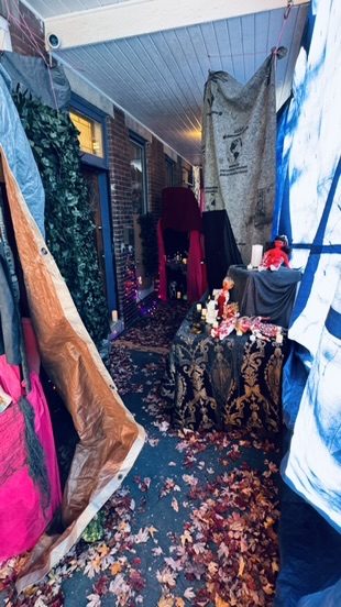 Inside: tarp walls